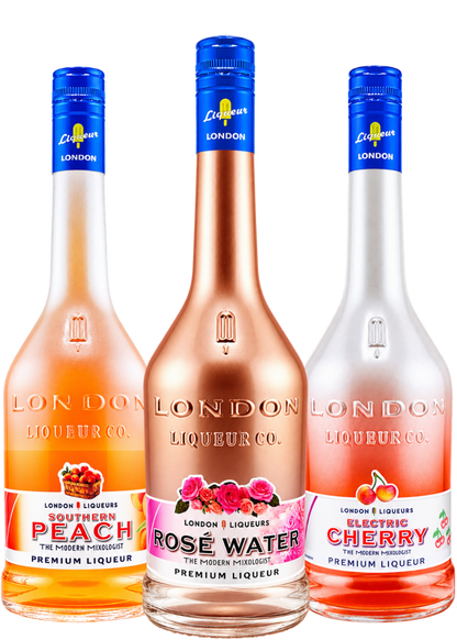 Three-bottle London Liqueurs Spritz & Sparkle Trio with Rose Water, Southern Peach, and Electric Cherry